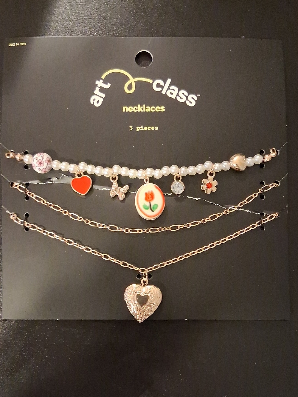 Art Class Girls 3 Layered Charm Necklace Set New
